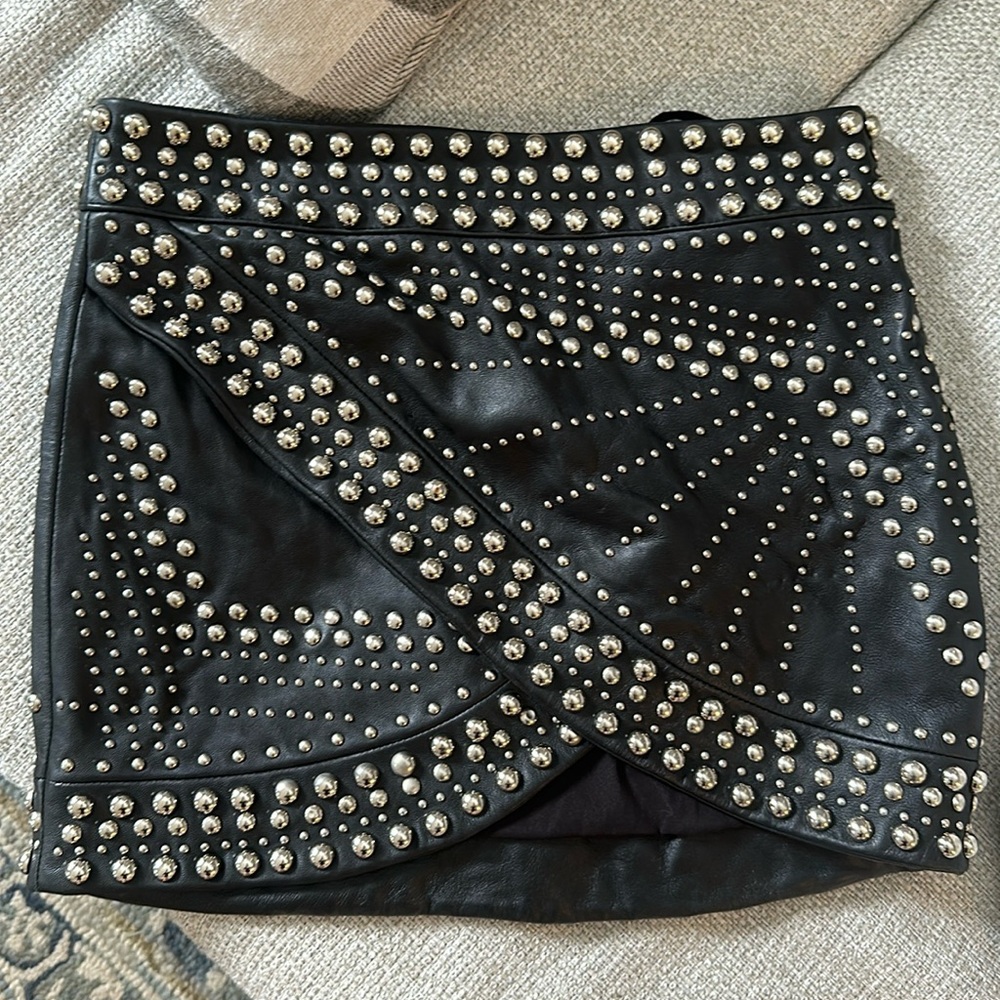 Nasty Gal Studded Leather Skirt